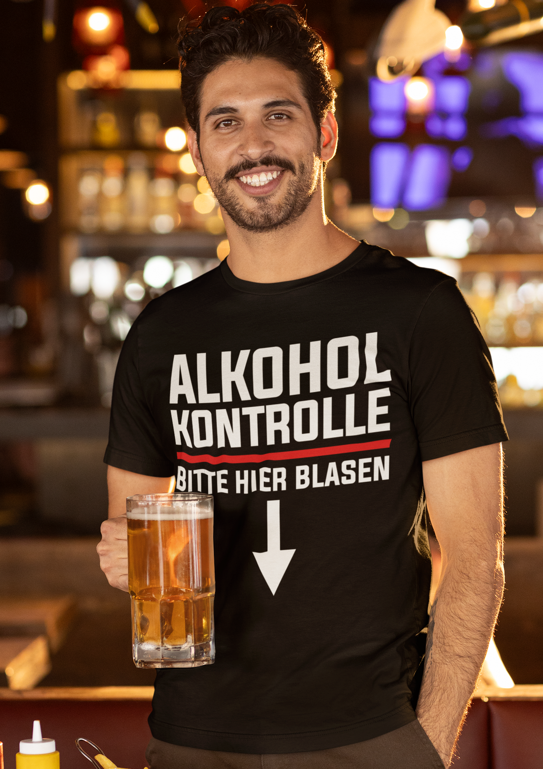 Alkohol Kontrolle bitte hier Blasen - Herren Premium Bio T-Shirt