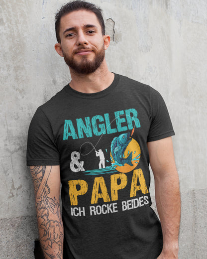 Angler und Papa ich rocke beides T Shirt Geschenk Vater Herren Männer Angeln