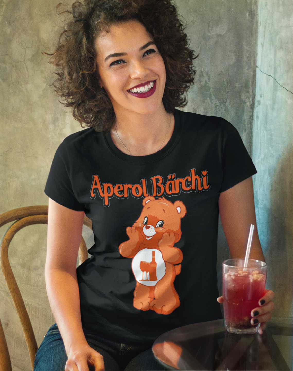 Aperol Bärchi Glücksbärchi Damen Shirt - Bär Sommer Party Funshirt