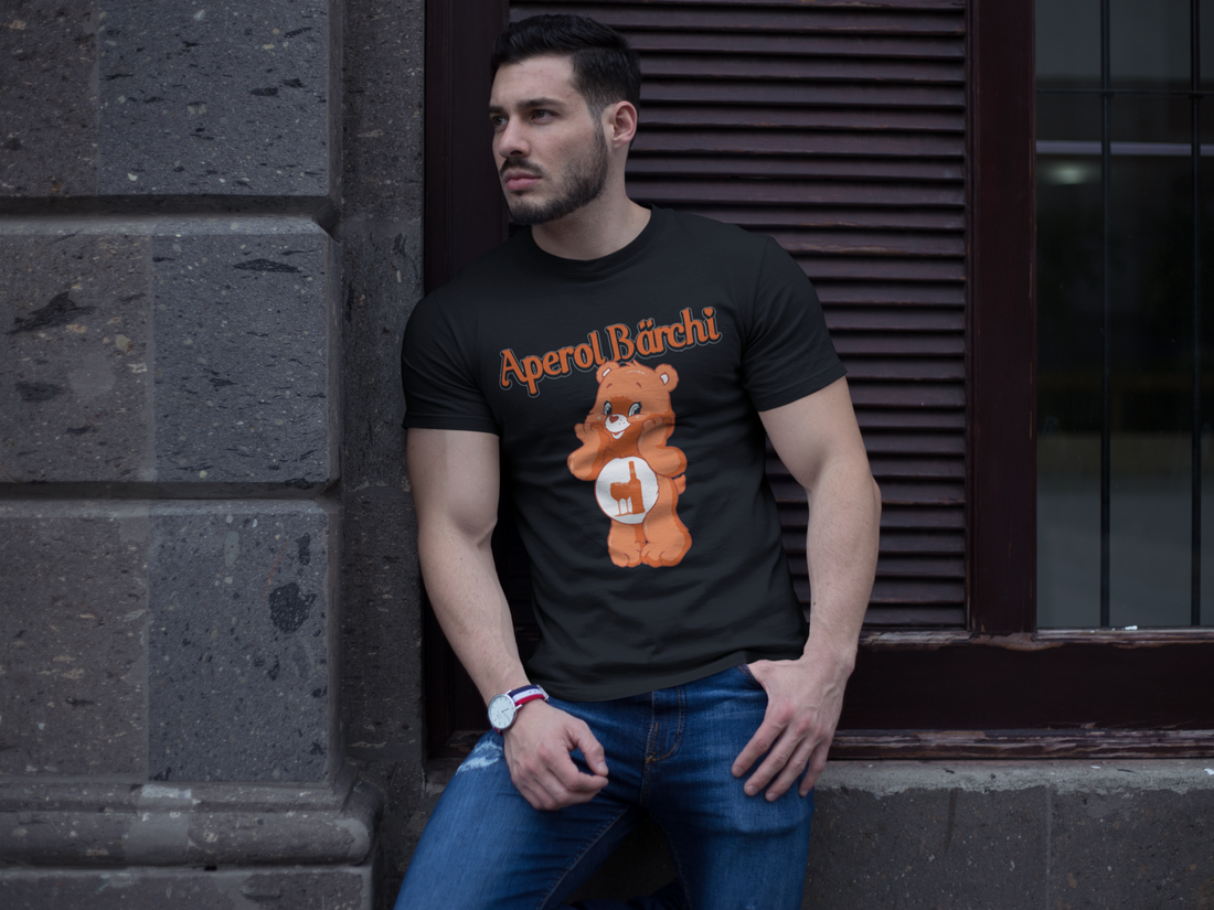 Aperol Bärchi Glücksbärchi Herren Shirt mit Fitness Model