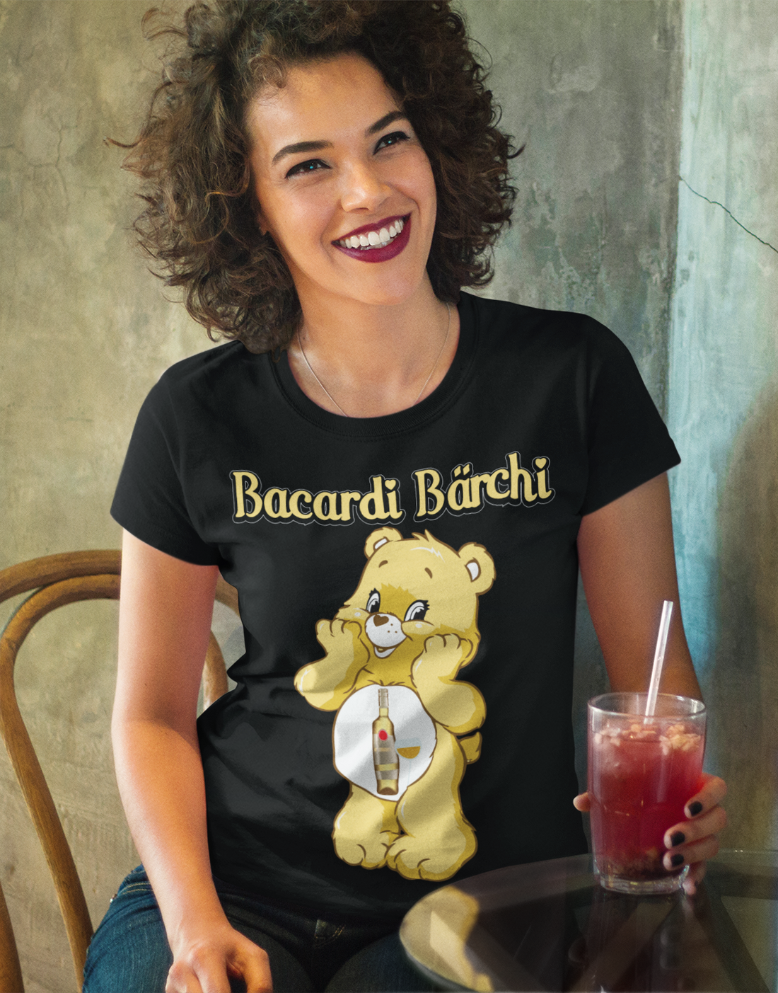 Bacardi Bärchi Glücksbärchi - Damen Premium Bio T-Shirt Schwarz