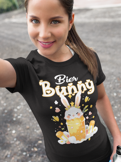 Bier Bunny Hase Hässchen - Damen Premium Bio T-Shirt Schwarz