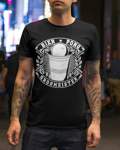 Bier Pong Großmeister Shirt – Lustiges Männer T-Shirt mit Trinkspiel Motiv