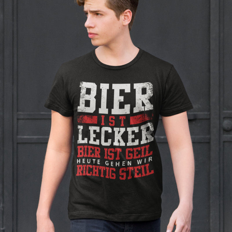 Herren Funshirt Bier ist geil – Festival Shirt mit Party Spruch für Männer