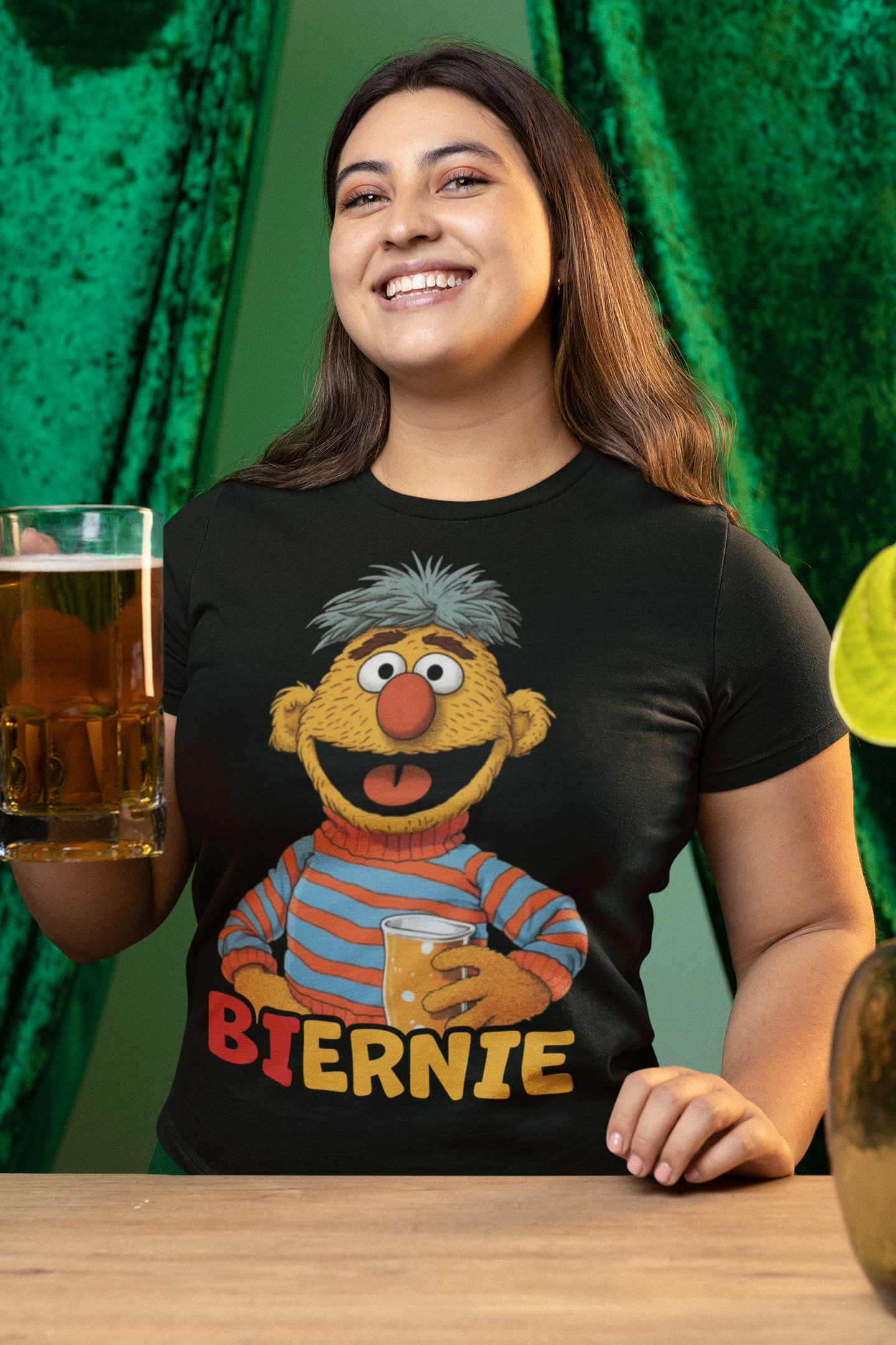 Biernie Ernie Bier Sesamstraße - Schwarzes Damen Premium Bio T-Shirt
