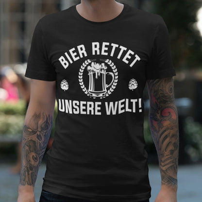 Bier rettet unsere Welt – Lustiges Herren T-Shirt für Bierliebhaber