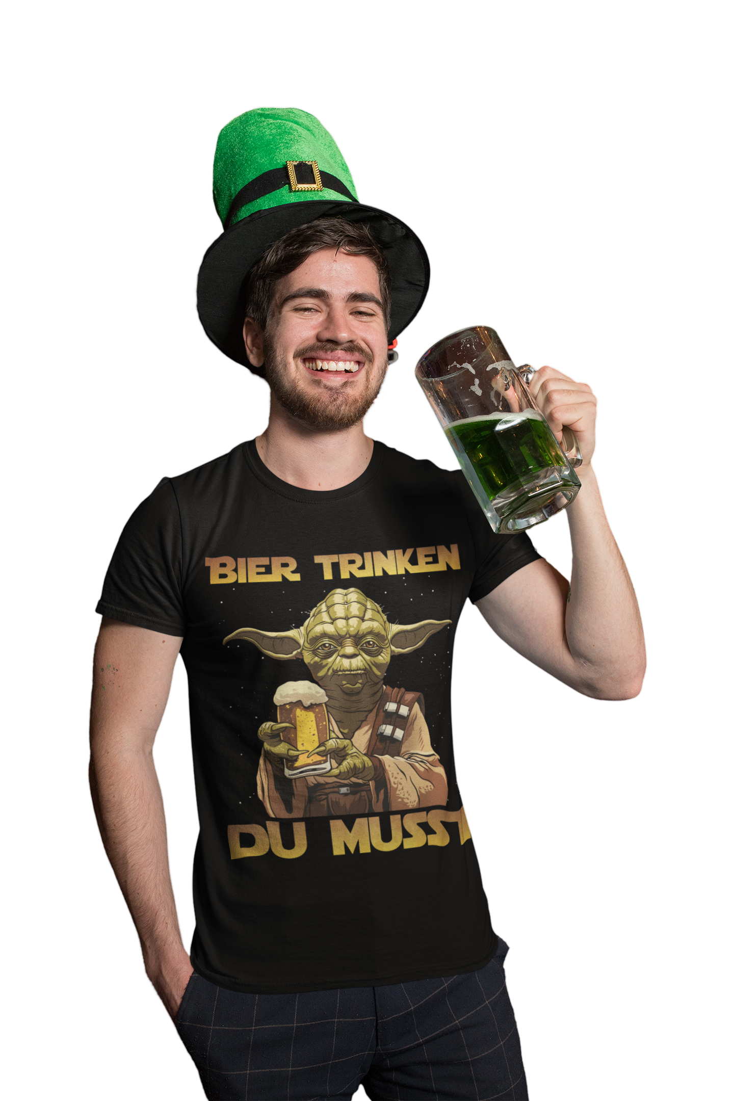 Bier trinken du musst Meister Yoda - Herren Premium Bio T-Shirt
