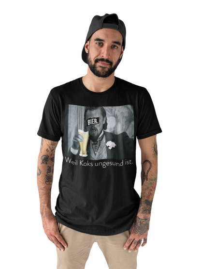 Bier weil Koks ungesund ist Wolf of Wall Street - Herren Premium Bio T-Shirt