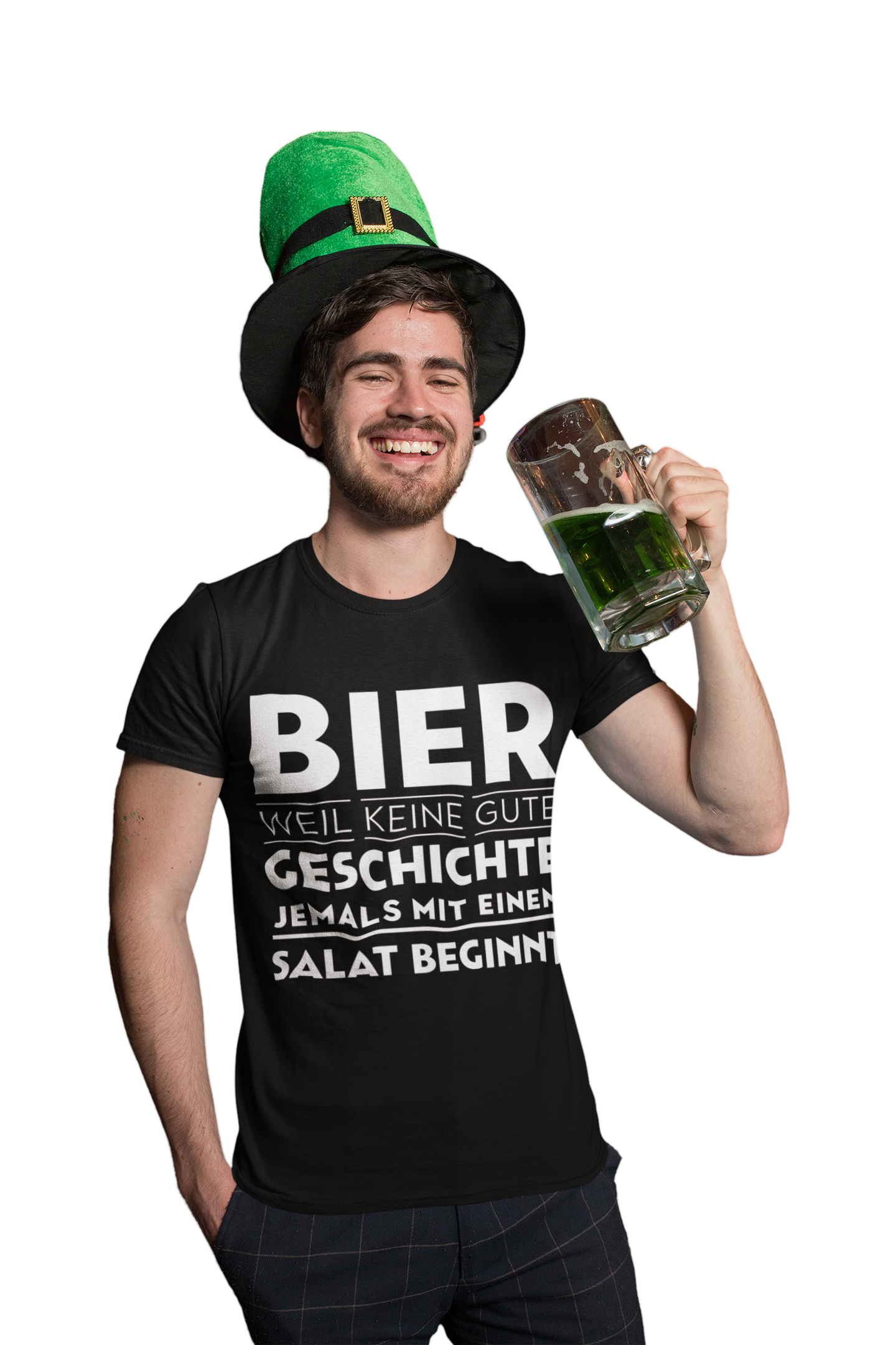 Bier weil keine gute Geschichte jemals mit einem Salat beginnt - Herren Premium Bio T-Shirt