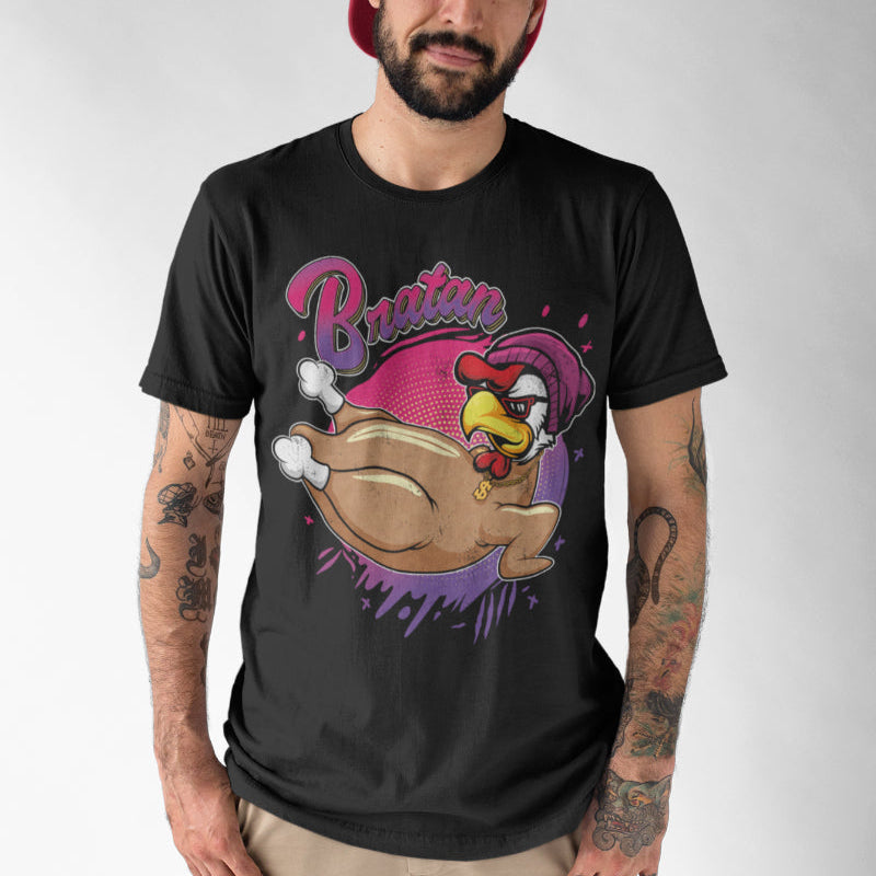 Bratan Shirt Männer – Lustiges Hähnchen im Comic Style mit Hip-Hop Vibes