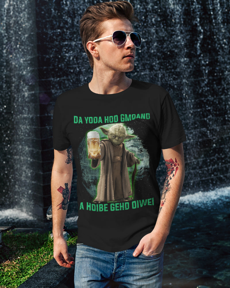 Bayerisches Nerdshirt Männer – A Hoibe geht oiwei mit Yoda Jedi Humor