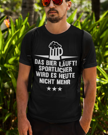 Sportlicher wird es nicht Shirt – Bier Spruch T-Shirt Männer Bio Baumwolle