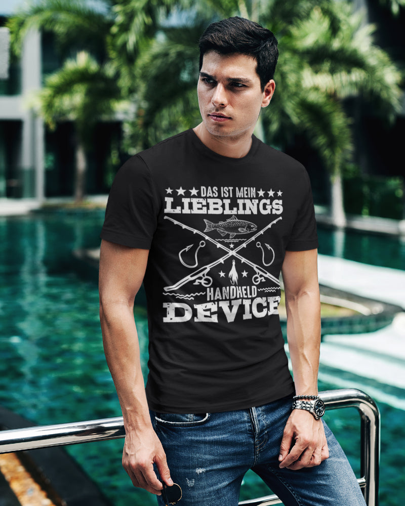 Das ist mein Lieblings Handheld Device T Shirt Angler Männer Geschenk Angeln