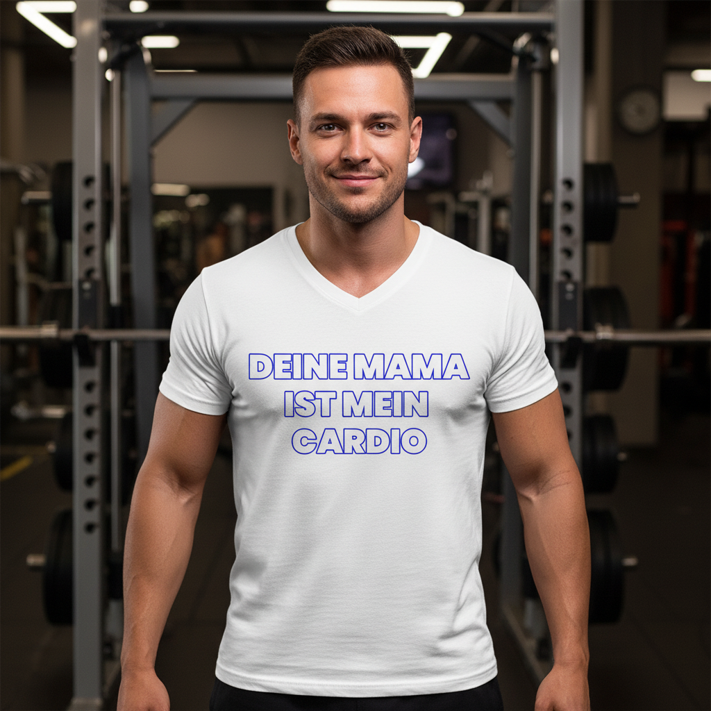 Deine Mama ist mein Cardio – Herren V-Neck T-Shirt