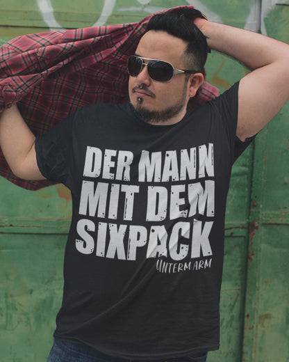 Männer Biershirt Der Mann mit dem Sixpack unterm Arm Spruch Fun Geschenk