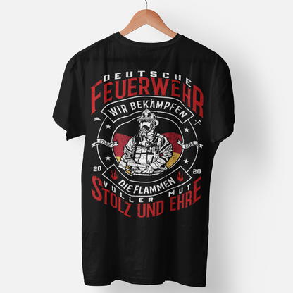 Feuerwehrmann Shirt mit Deutschlandflagge – Stolz Mut und Ehre Spruch Design