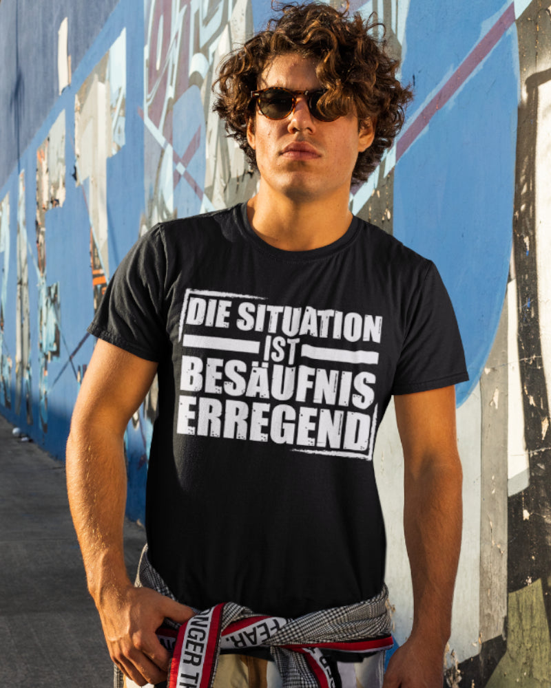 Herren Partyshirt Die Situation ist Besäufnis erregend Bierspruch T-Shirt