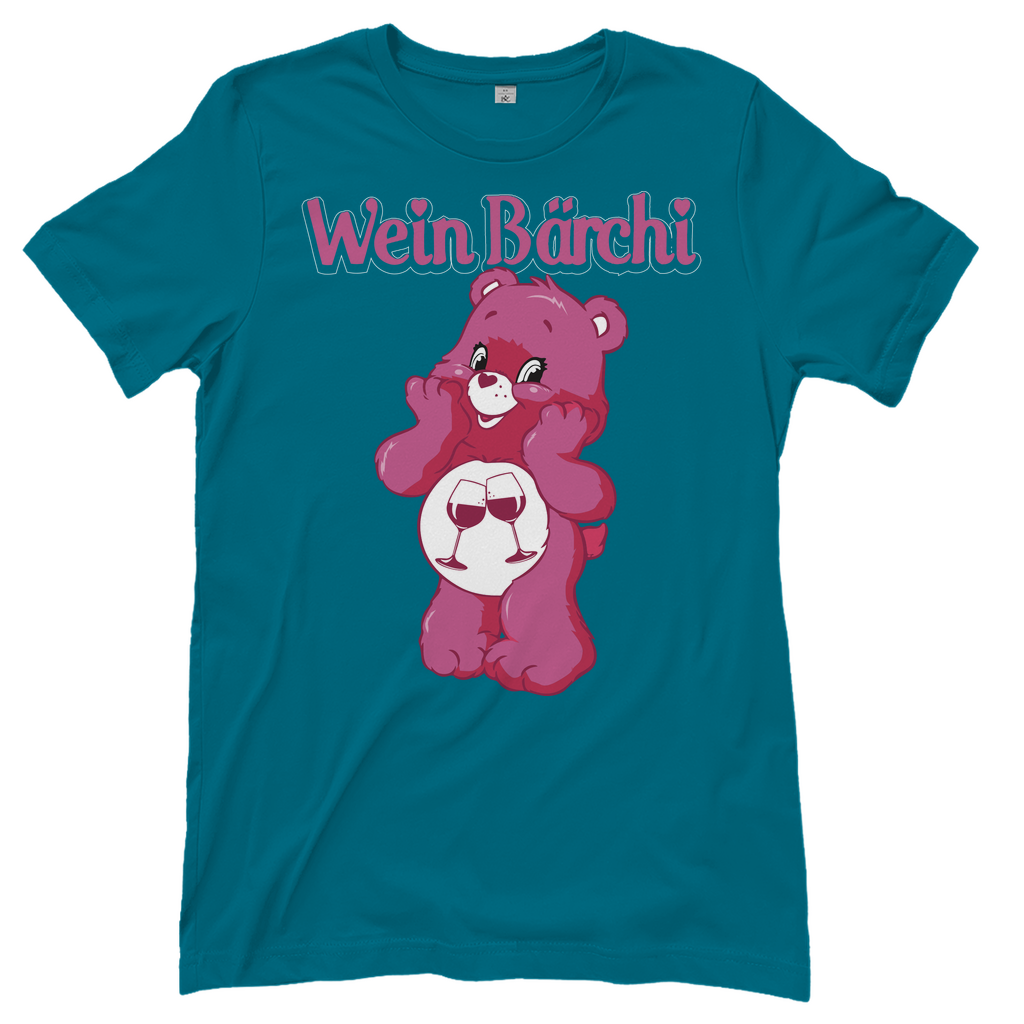 Diva Blaues Wein Bärchi Glücksbärchi Damenshirt mit Weingläßern