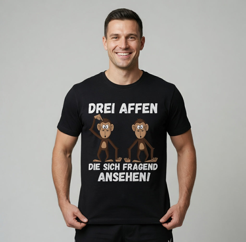Drei Affen die sich fragend ansehen! - Herren T-Shirt