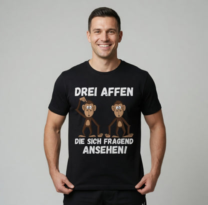 Drei Affen die sich fragend ansehen! - Herren T-Shirt
