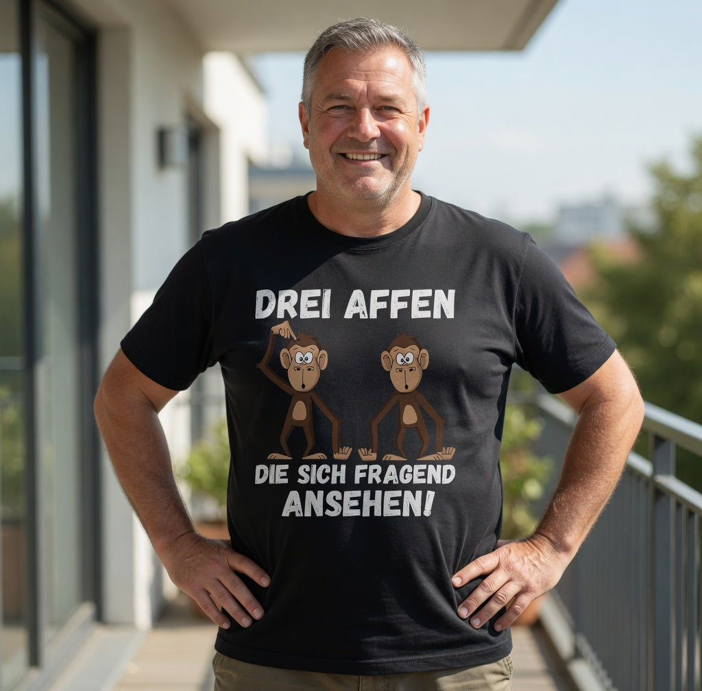 Drei Affen die sich fragend ansehen! - Herren T-Shirt
