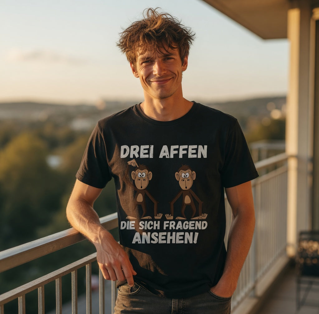 Drei Affen die sich fragend ansehen! - Herren T-Shirt