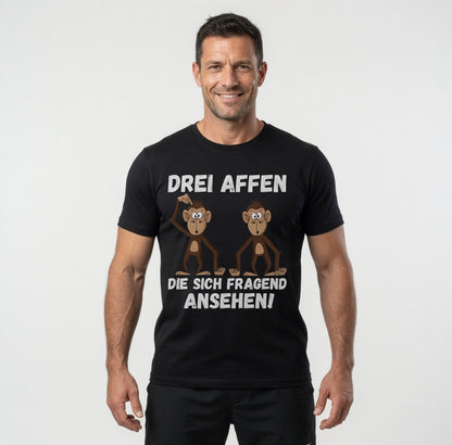 Drei Affen die sich fragend ansehen! - Herren T-Shirt