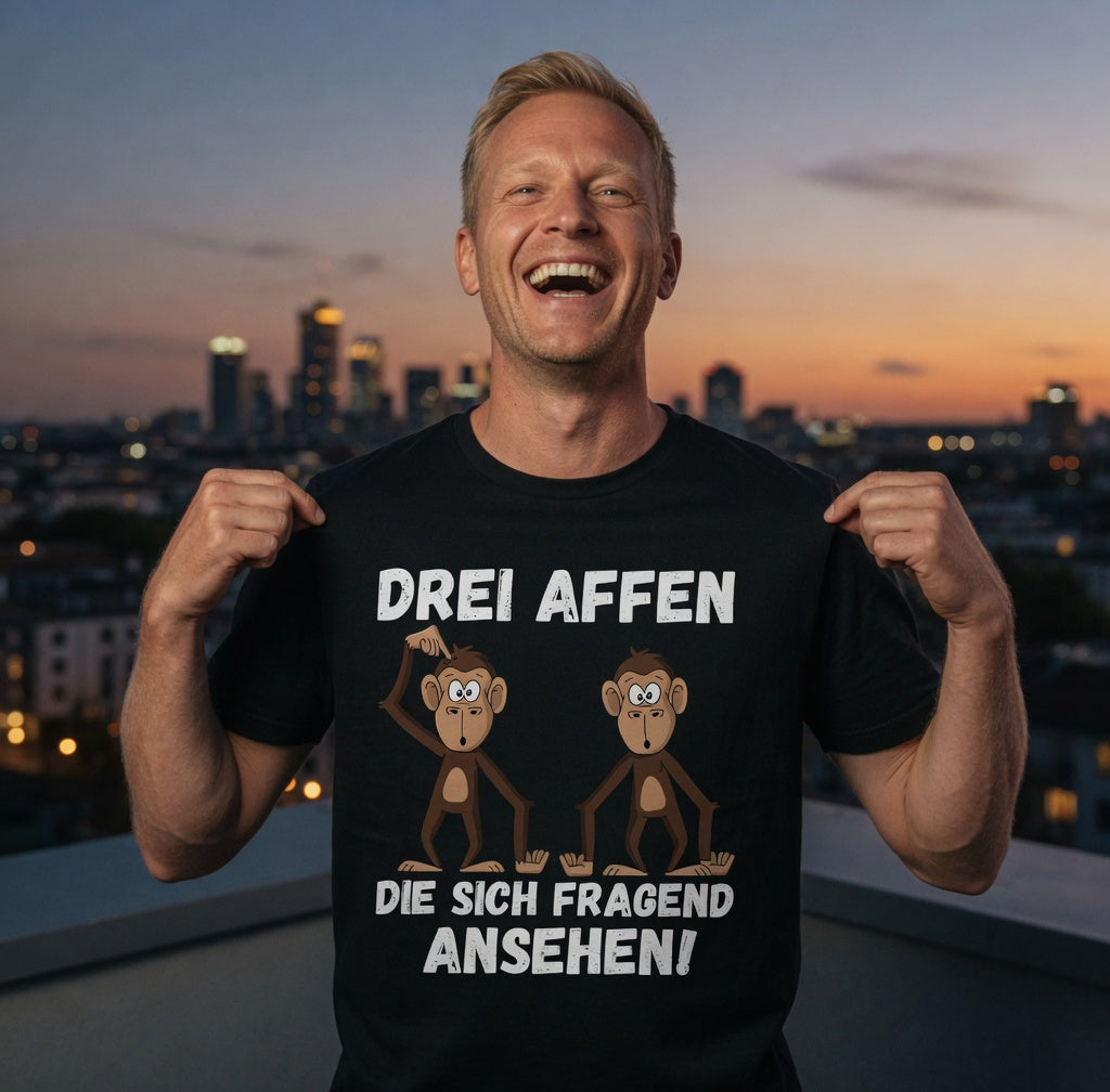 Drei Affen die sich fragend ansehen! - Herren T-Shirt