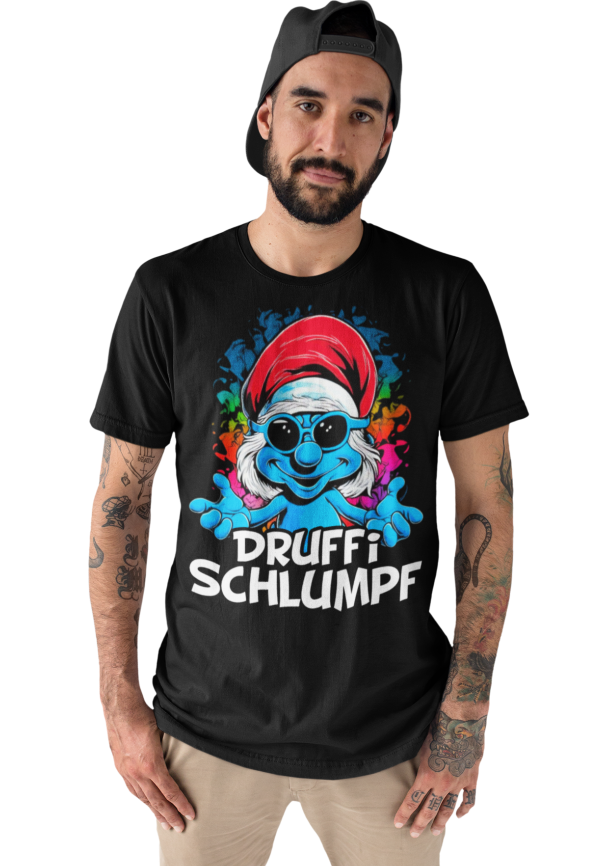 Druffi Schlumpf - Herren Premium Bio T-Shirt | Lustiges Alkohol Party Shirt für Erwachsene