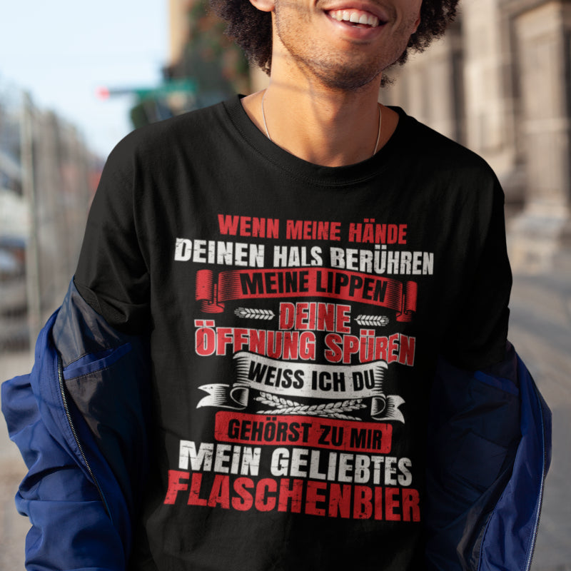 Herren T-Shirt Mein Geliebtes Flaschenbier Bier Spruch Bio Baumwolle