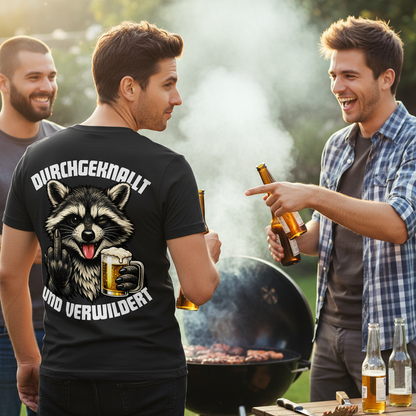 Durchgeknallt und verwildert Bier Mittelfinger Waschbär - Herren Premium Bio T-Shirt