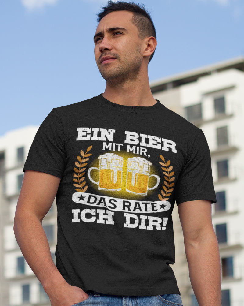 Bio Herren Premium Fun Shirt Ein Bier mit mir das rate ich dir Bierspruch