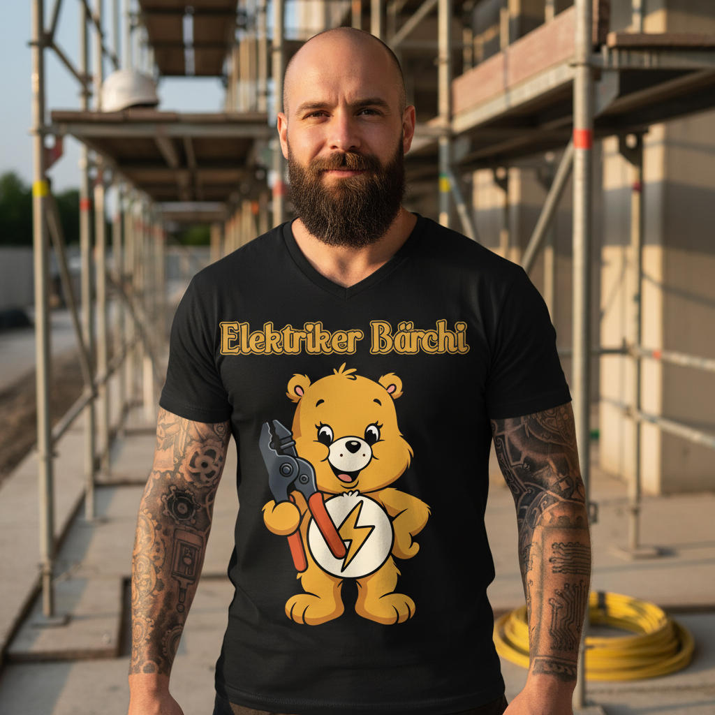 Elektriker Bärchi - Glücksbärchi - Herren V-Neck T-Shirt