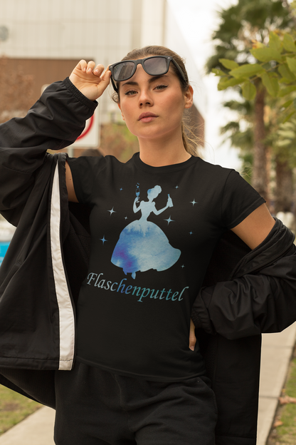 Flaschenputtel Aschenputtel Prinzessin Aquarell Blau - Damen Premium Bio T-Shirt Schwarz