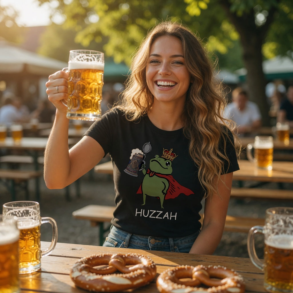 Froschkönig mit Bier HUZZAH - Damen T-Shirt