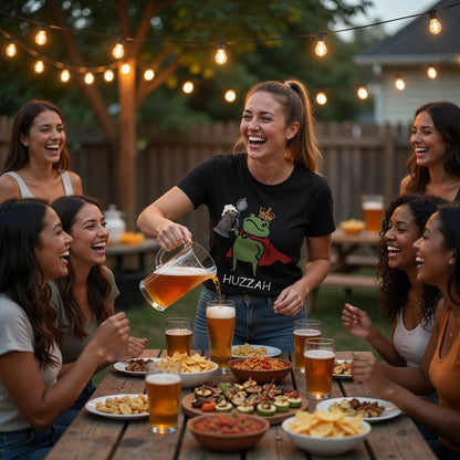 Froschkönig mit Bier HUZZAH - Damen T-Shirt