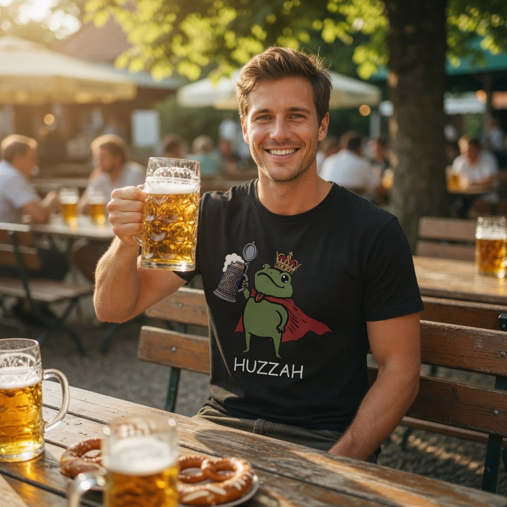 Froschkönig mit Bier HUZZAH - Herren T-Shirt