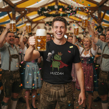 Froschkönig mit Bier HUZZAH - Herren T-Shirt