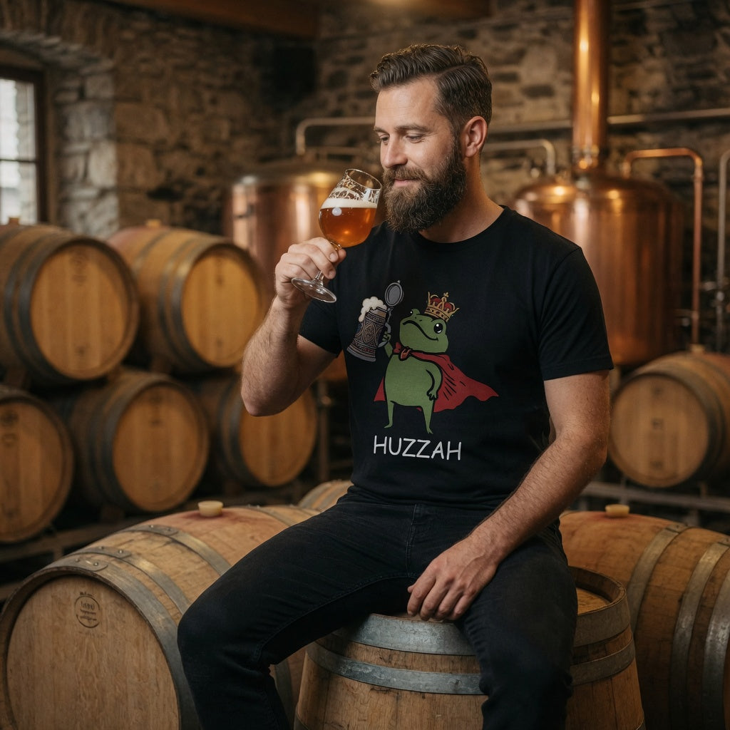 Froschkönig mit Bier HUZZAH - Herren T-Shirt