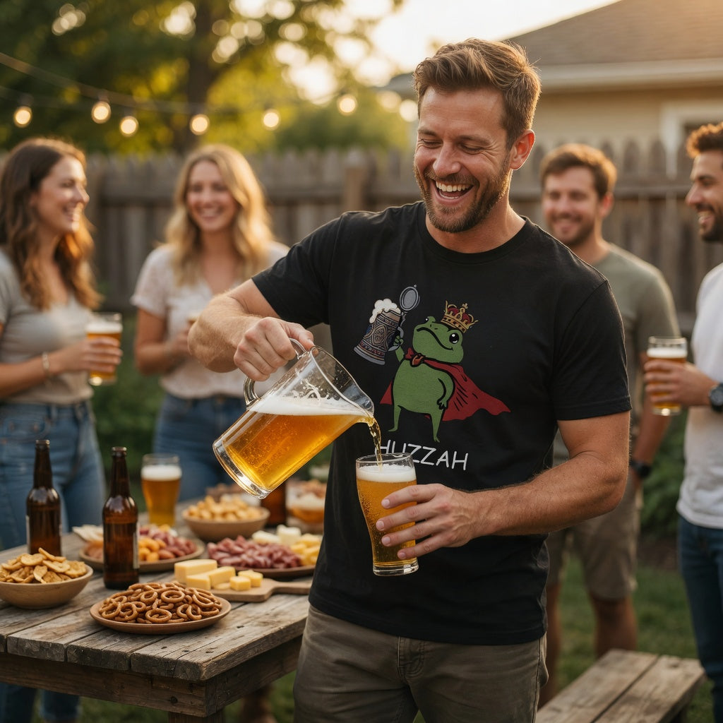 Froschkönig mit Bier HUZZAH - Herren T-Shirt
