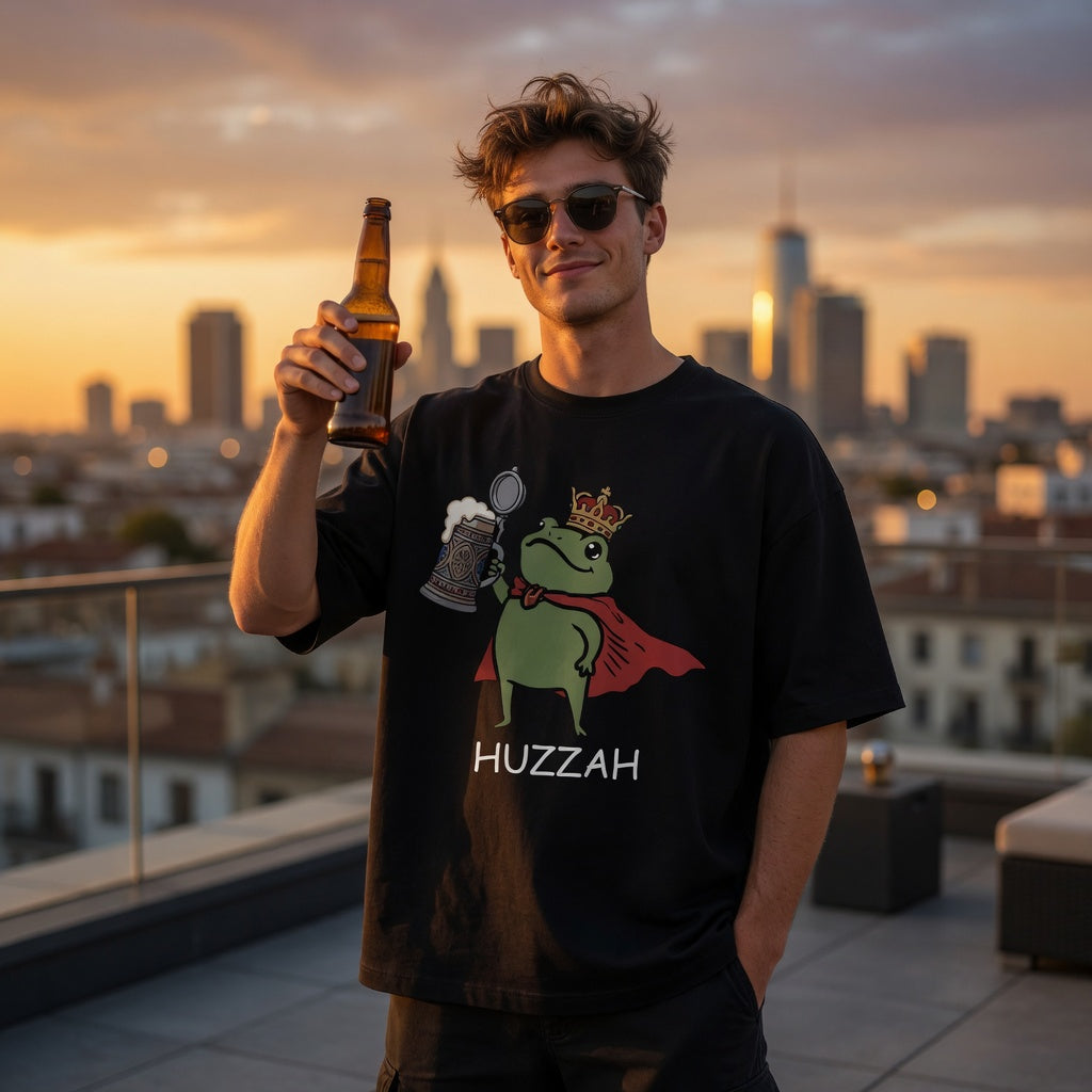 Froschkönig mit Bier HUZZAH - Jack and Jones Oversize T-Shirt