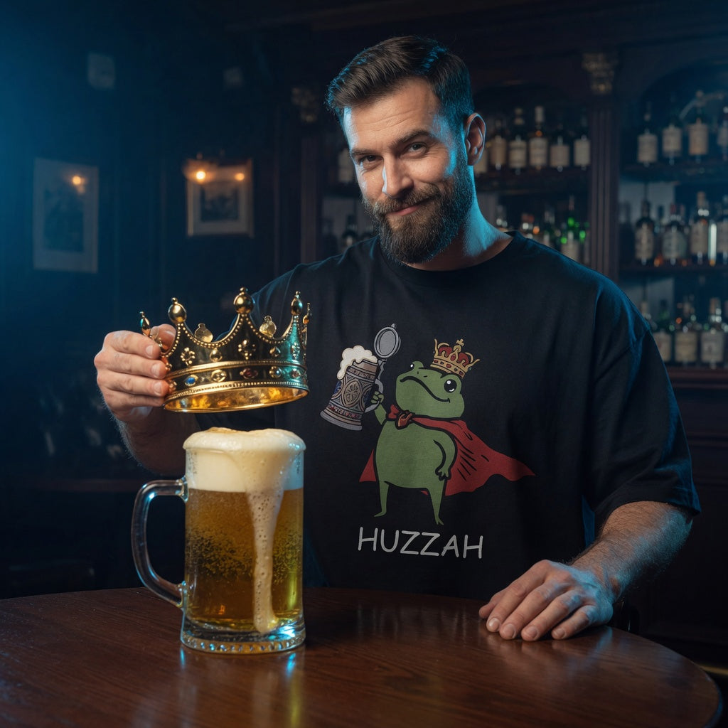 Froschkönig mit Bier HUZZAH - Jack and Jones Oversize T-Shirt