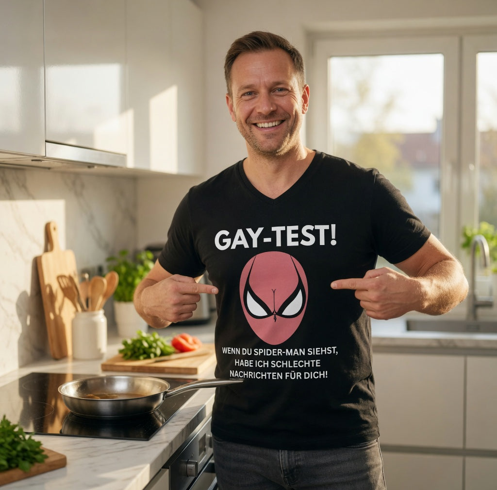 Gay Test wenn du Spider-Man siehst schlechte Nachrichten - Herren V-Neck T-Shirt