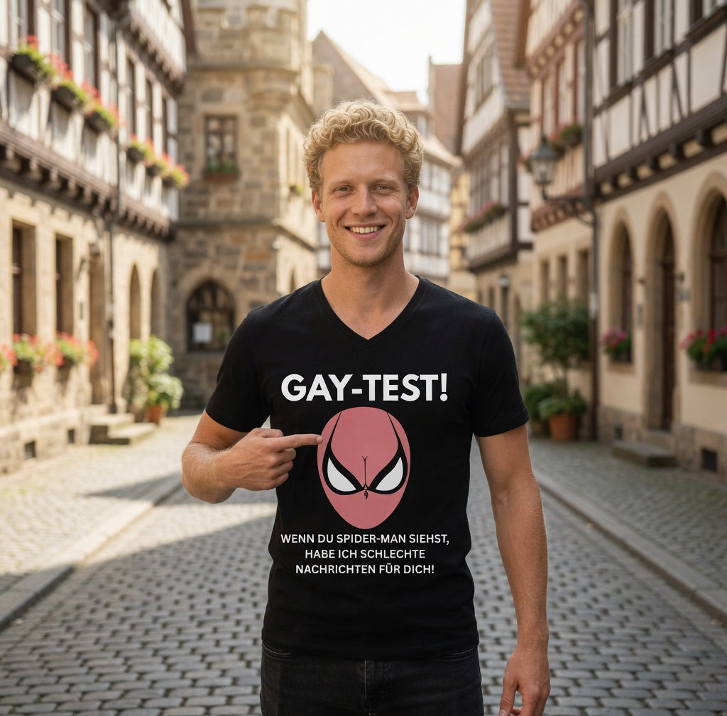 Gay Test wenn du Spider-Man siehst schlechte Nachrichten - Herren V-Neck T-Shirt
