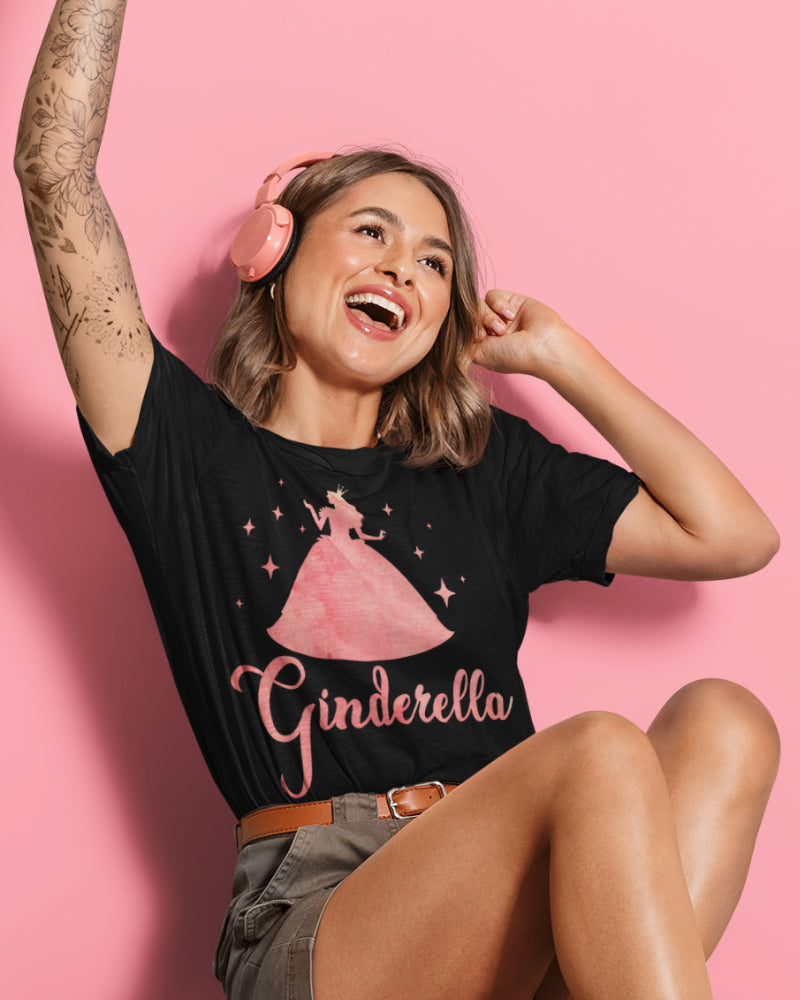 Ginderella T-Shirt Damen – Lustiger Gin Spruch mit Prinzessin für Party Queens