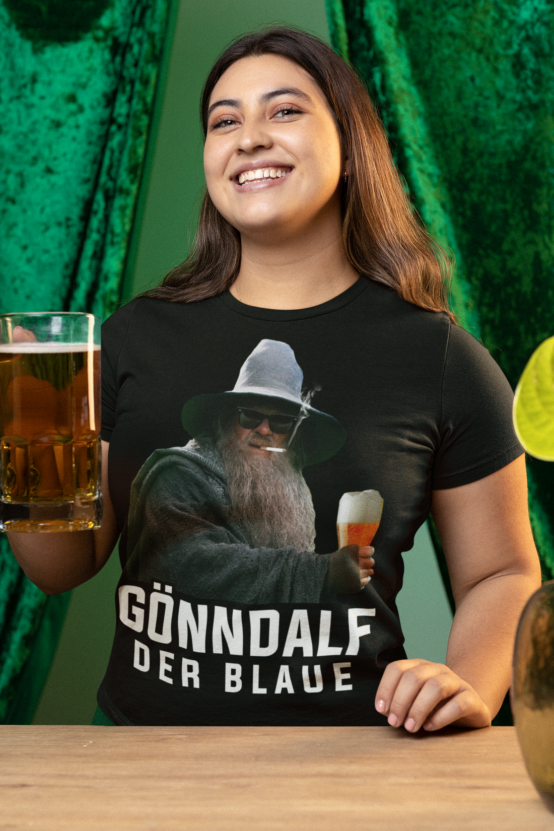 Gönndalf der Blaue der Herr der Ringe Gandalf HDR - Damen Premium Bio T-Shirt Schwarz