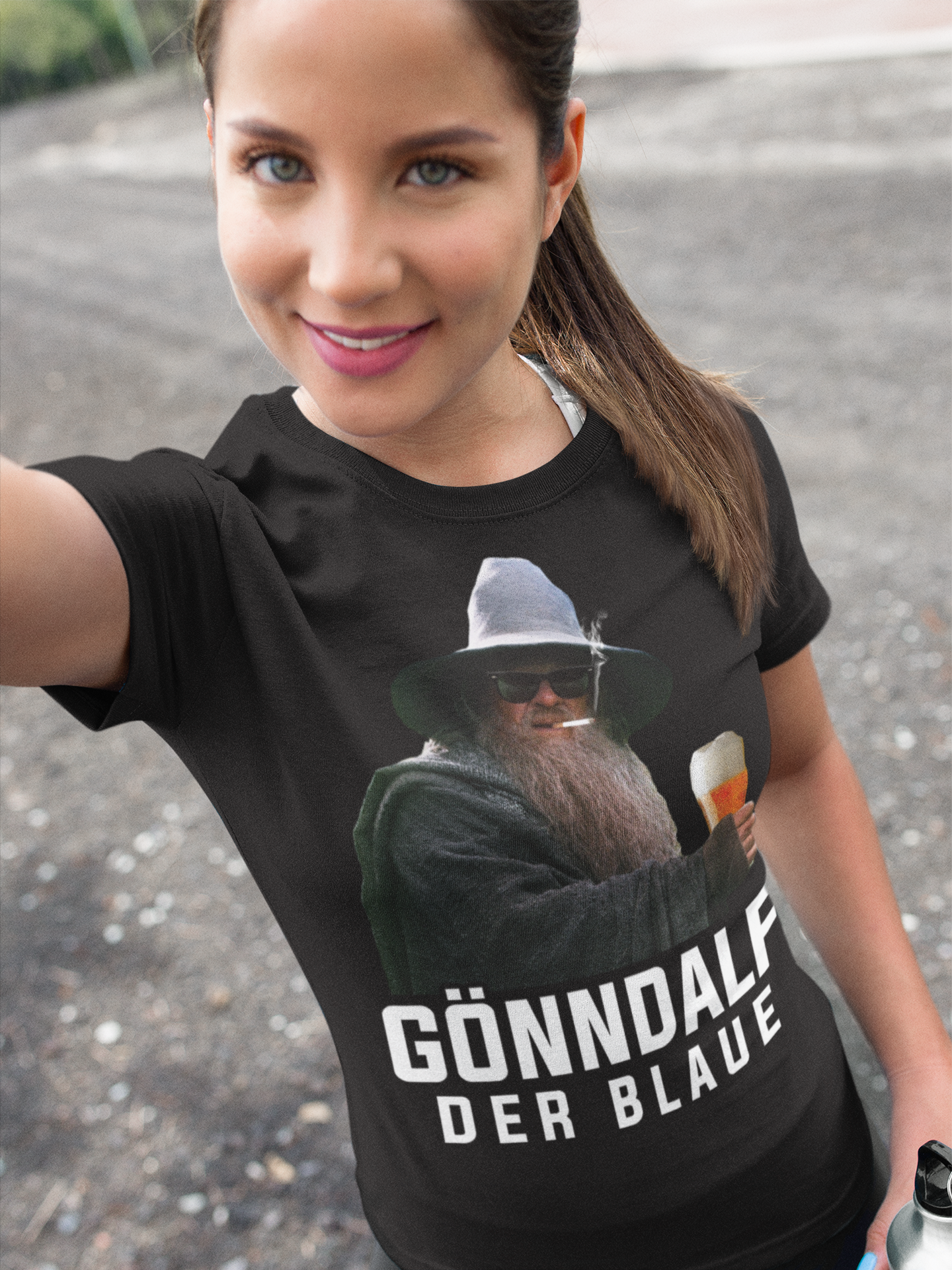 Gönndalf der Blaue der Herr der Ringe Gandalf HDR - Damen Premium Bio T-Shirt Schwarz