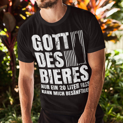 Gott des Bieres Herren Shirt Bierliebhaber Saufen Spruch Party 20 Liter Fass