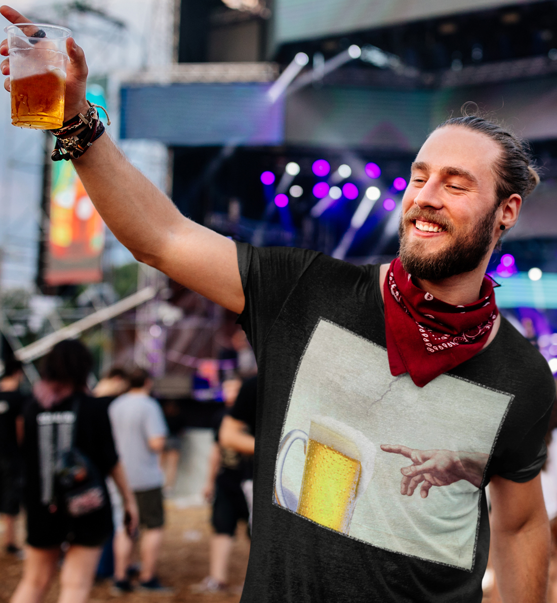 Gottes Hand mit Bier - Herren Premium Bio T-Shirt