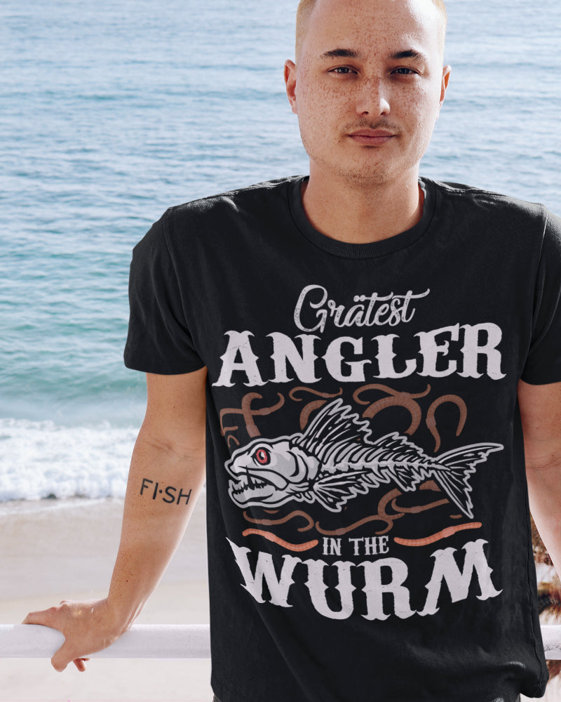 Angler Shirt Grätest Angler Wurm Fisch Motiv Humor Geschenk für Männer